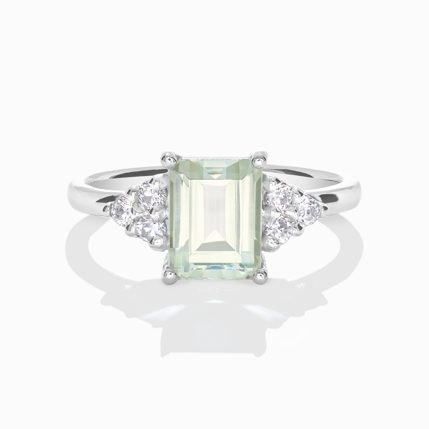 Green Amethyst Emerald Cut Ring in Sterling Silver - SJR London Timepiece