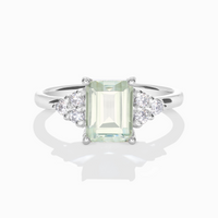 Green Amethyst Emerald Cut Ring in Sterling Silver - SJR London Timepiece
