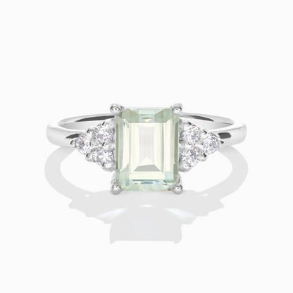 Green Amethyst Emerald Cut Ring in Sterling Silver - SJR London Timepiece