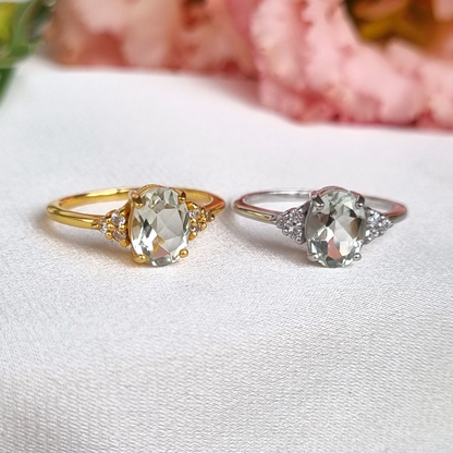 Green Amethyst Ring in 18k Gold Vermeil - SJR London Timepiece