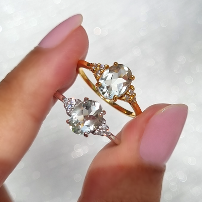 Green Amethyst Ring in 18k Gold Vermeil - SJR London Timepiece