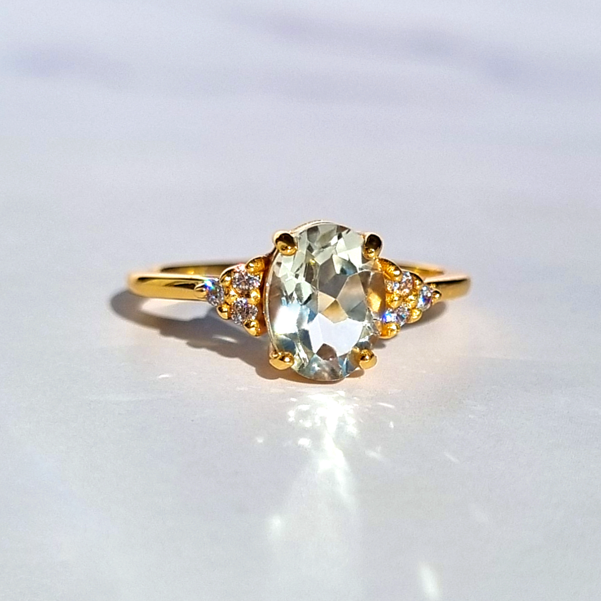 Green Amethyst Ring in 18k Gold Vermeil - SJR London Timepiece