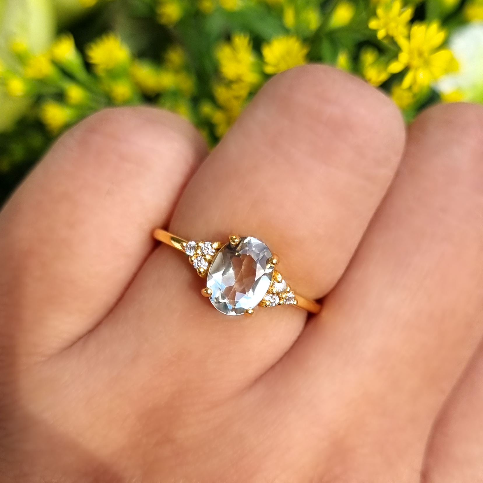Bague Améthyste Verte en Vermeil Or 18 carats