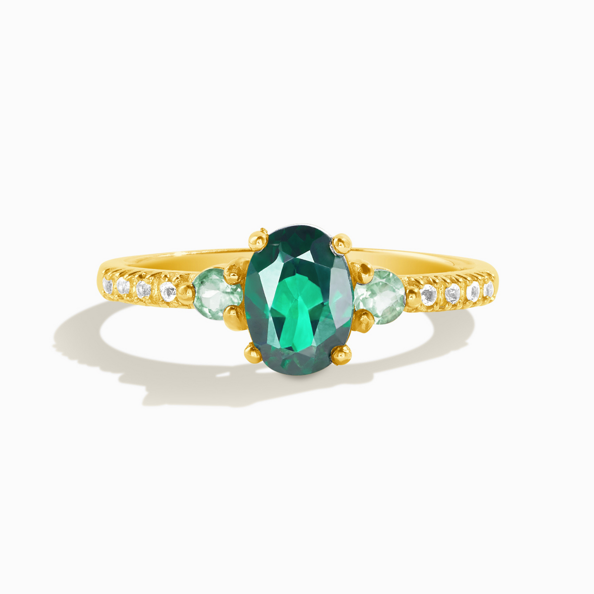 Bague en topaze verte et tourmaline verte en vermeil 18 carats