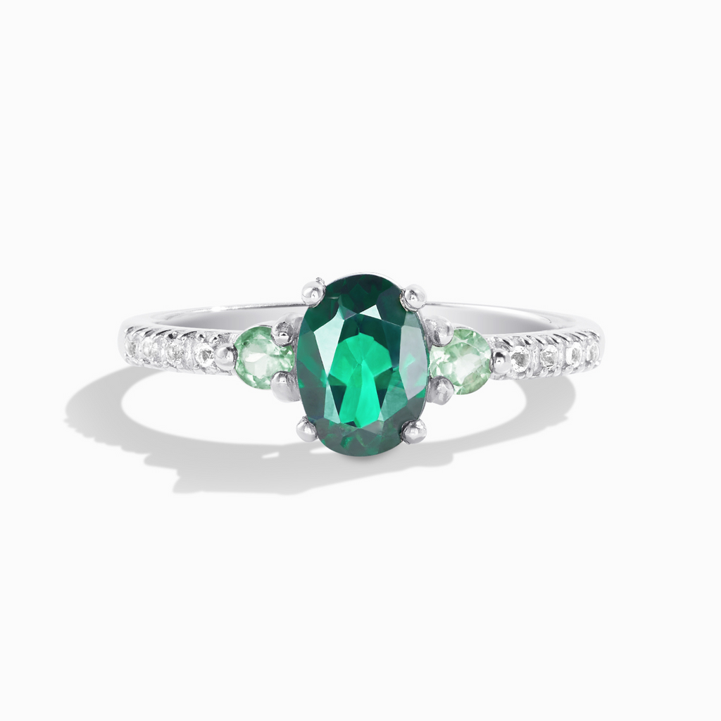 Bague en topaze verte et tourmaline verte en argent sterling