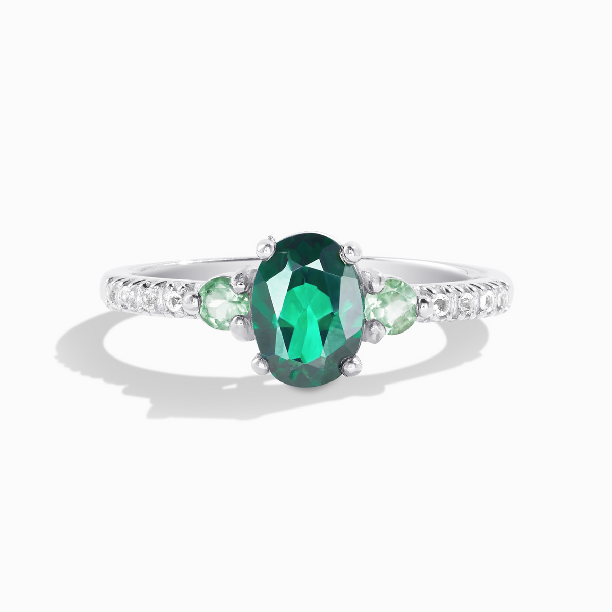 Bague en topaze verte et tourmaline verte en argent sterling
