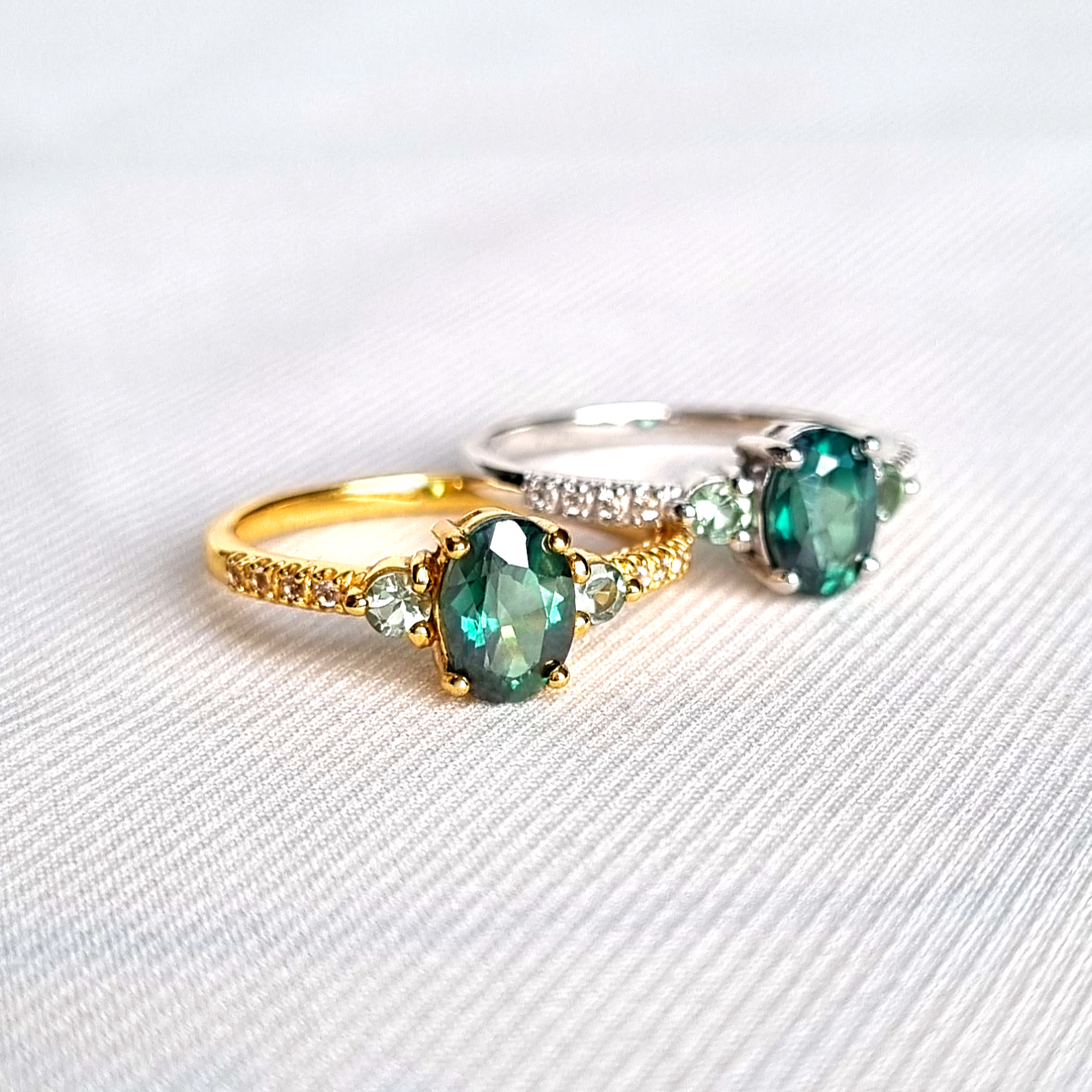 Green Topaz and Green Tourmaline Ring in 18k Gold Vermeil - SJR London Timepiece