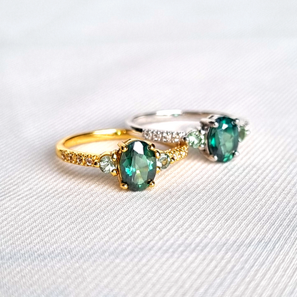 Green Topaz and Green Tourmaline Ring in 18k Gold Vermeil - SJR London Timepiece