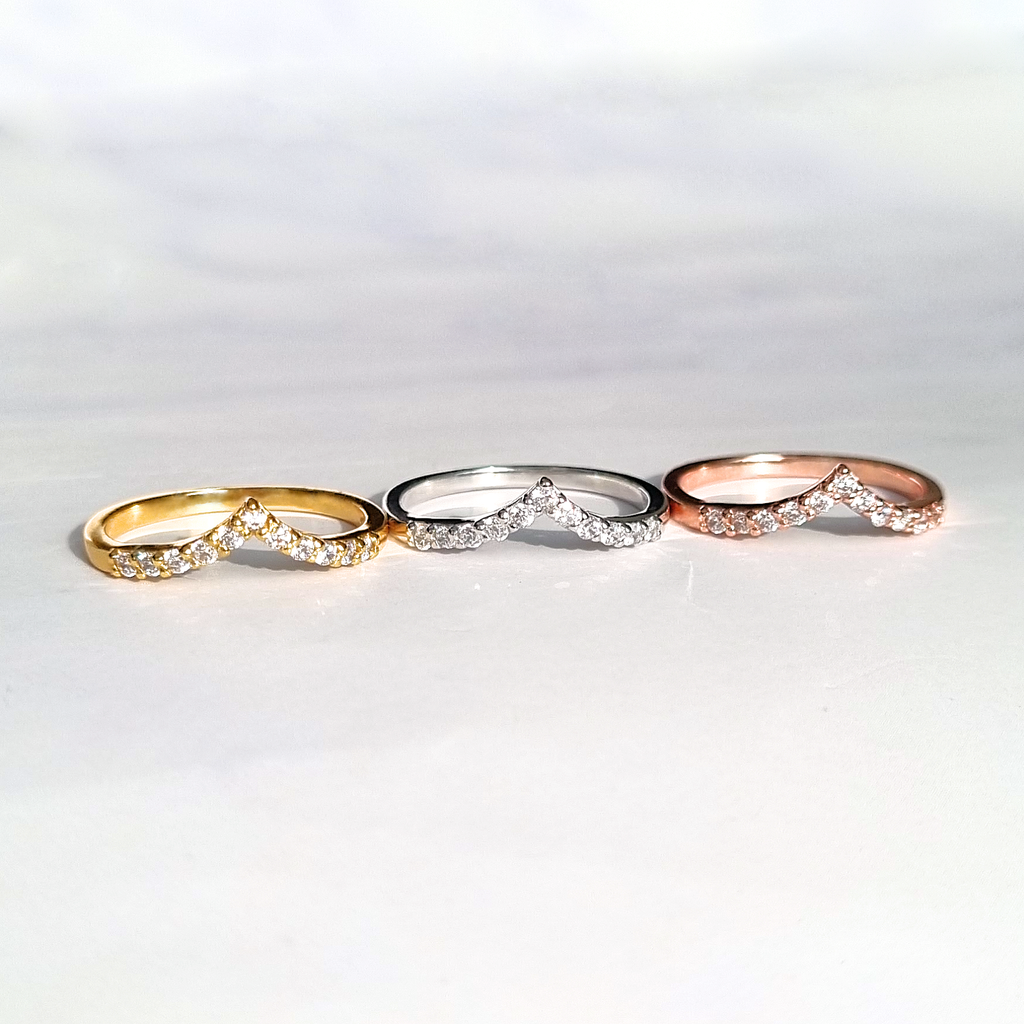 Bague éternité incurvée Wishbone en argent sterling