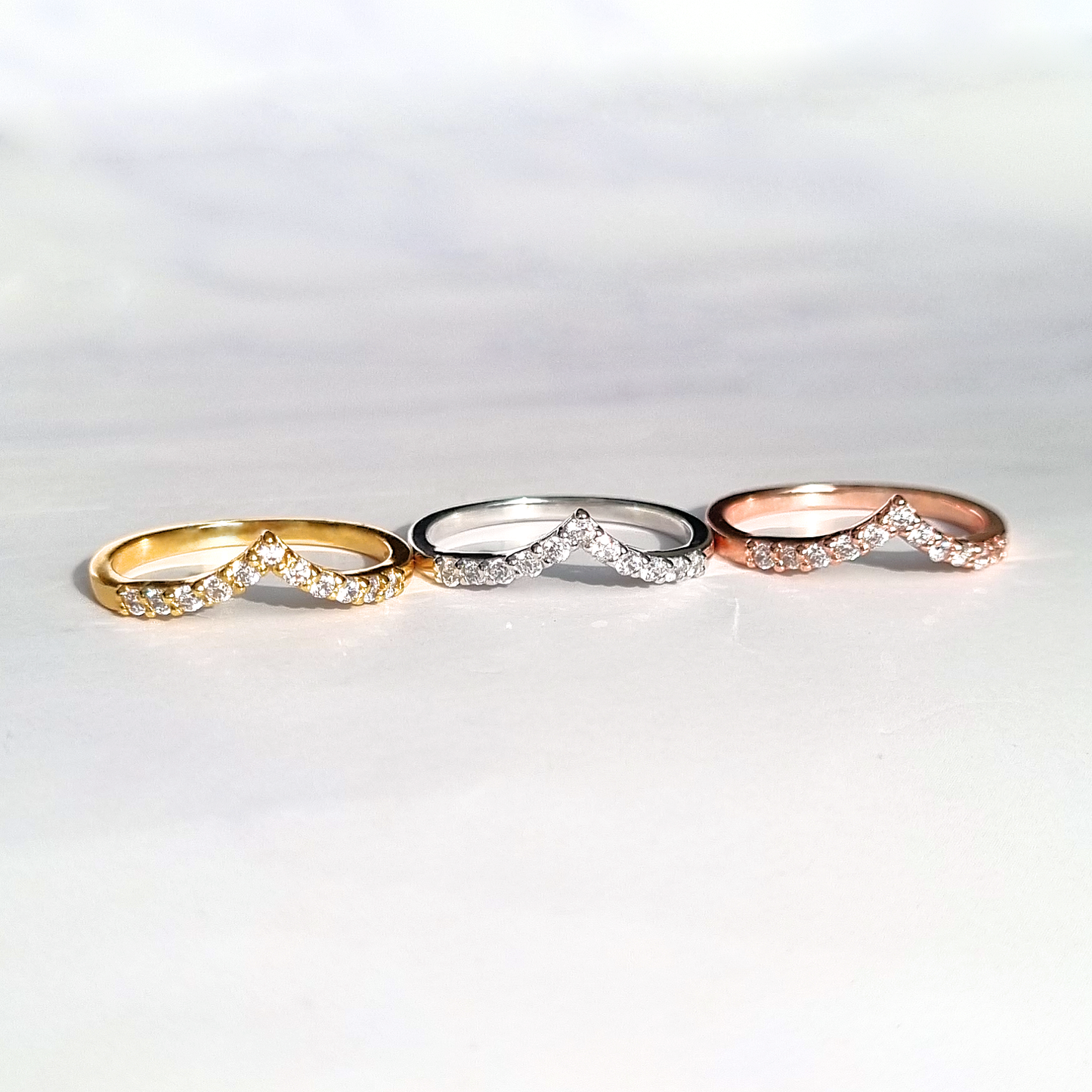 Wishbone Curved Eternity Ring in 18k Rose Gold Vermeil - SJR London Timepiece