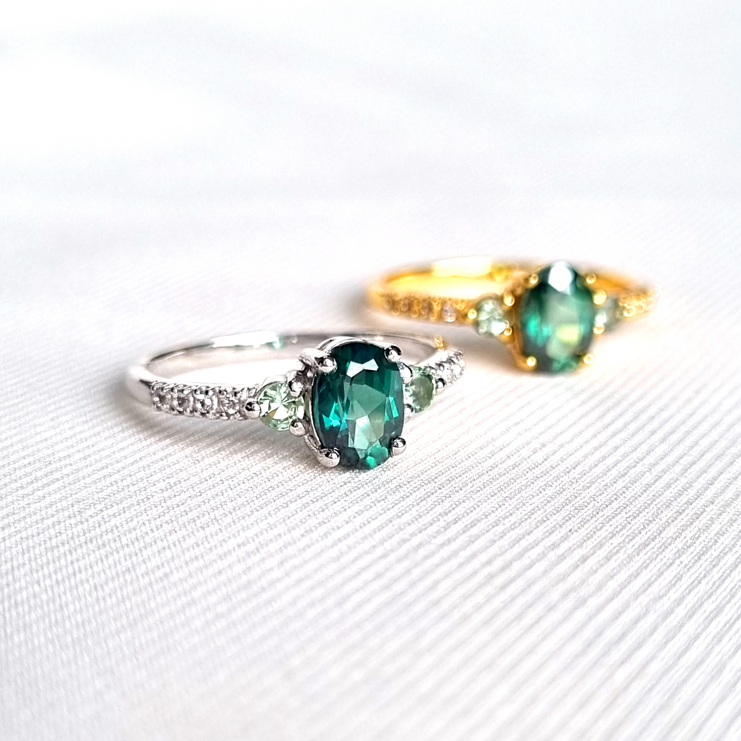 Green Topaz and Green Tourmaline Ring in Sterling Silver - SJR London Timepiece