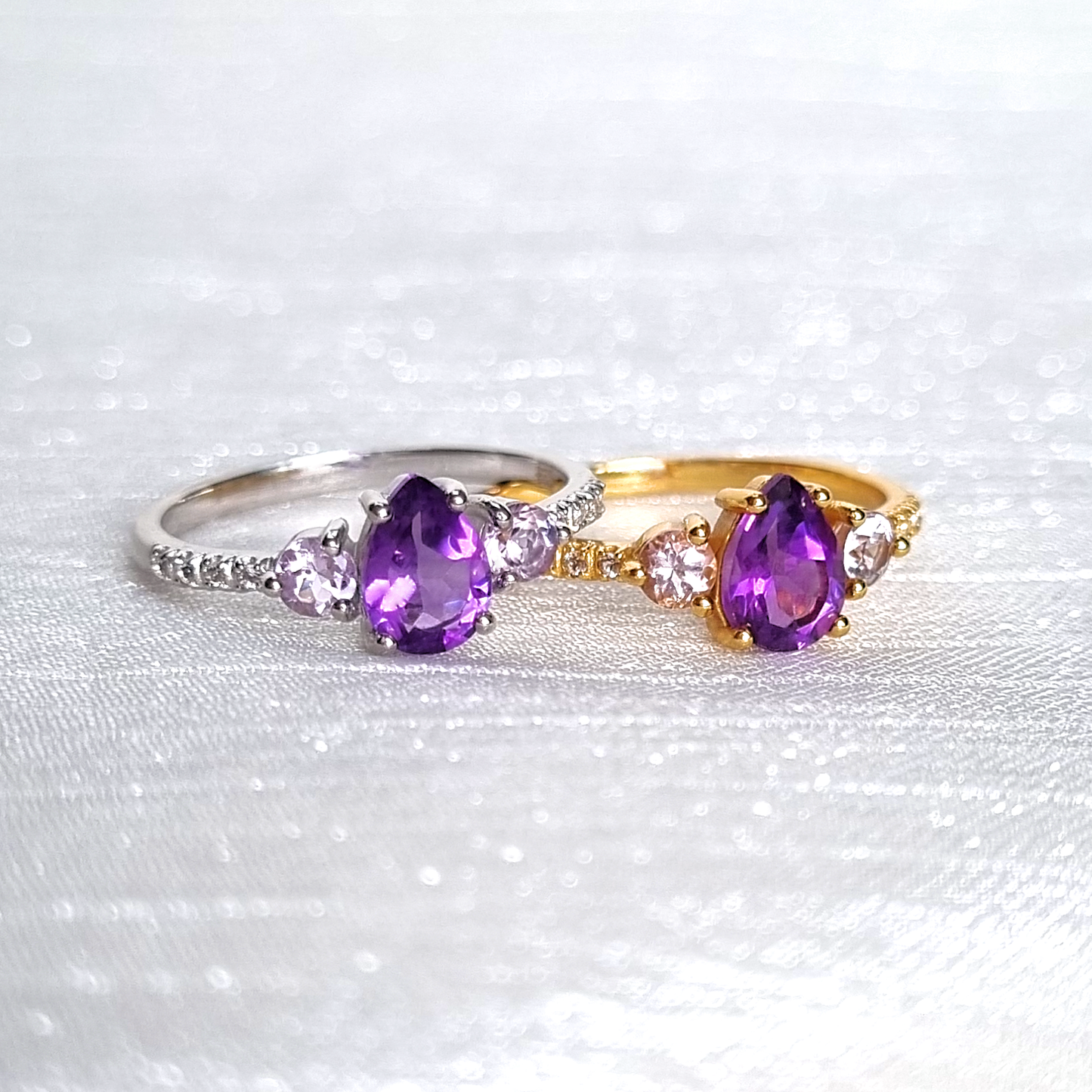 Amethyst and Lavender Amethyst Ring in 18k Gold Vermeil - SJR London Timepiece