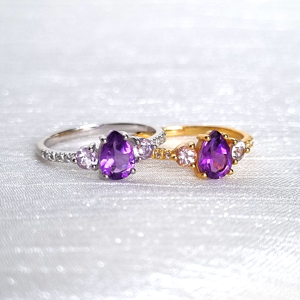 Bague en argent sterling améthyste et améthyste lavande