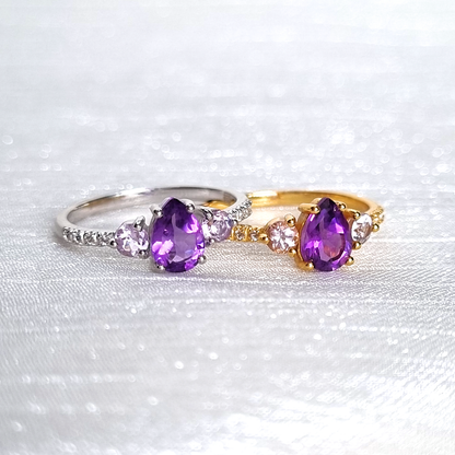 Amethyst and Lavender Amethyst Ring in Sterling Silver - SJR London Timepiece