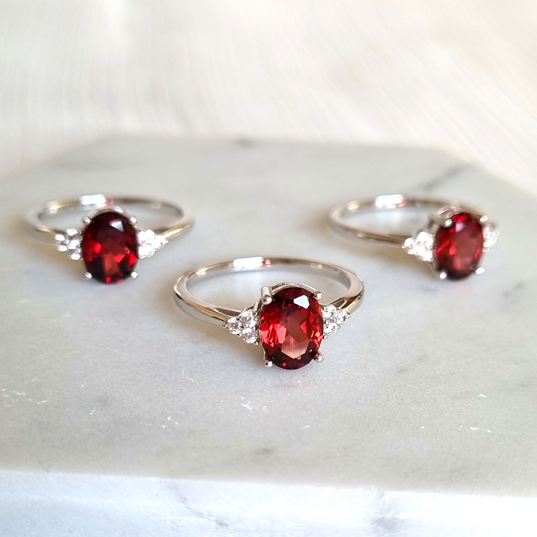 Garnet Ring in Sterling Silver - SJR London Timepiece