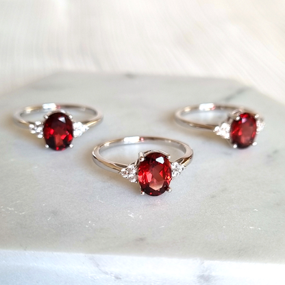 Garnet Ring in Sterling Silver - SJR London Timepiece