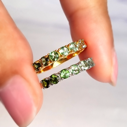 Ombre Green Tourmaline Eternity Band in Sterling Silver - SJR London Timepiece