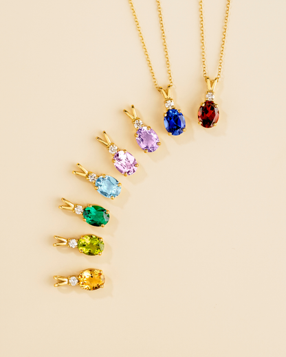 Citrine Pendant Necklace in 18k Gold Vermeil - SJR London Timepiece