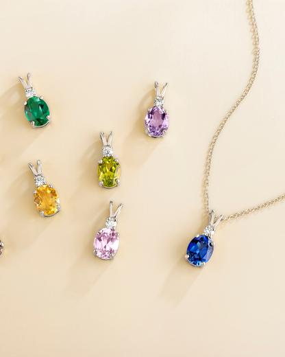 Citrine Pendant Necklace in Sterling Silver - SJR London Timepiece