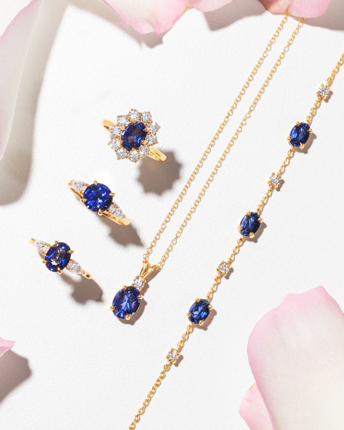 Blue Sapphire Bracelet in 18k Gold Vermeil - SJR London Timepiece