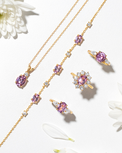 Pink Sapphire Bracelet in 18k Gold Vermeil - SJR London Timepiece