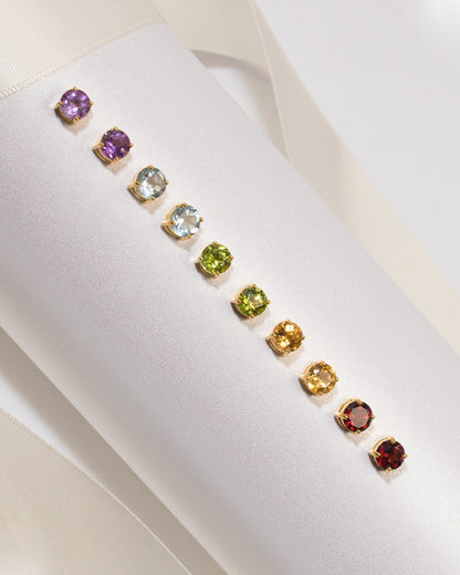Peridot Round Stud Earrings 6 mm in 18k Gold Vermeil - SJR London Timepiece