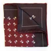 Skull & Crossbones Claret Pocket Square