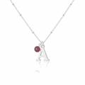 July Birthstone Necklace with Initial Charm | Personalised Ruby Gift f