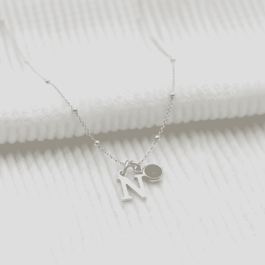 May Birthstone & Initial Charm Necklace