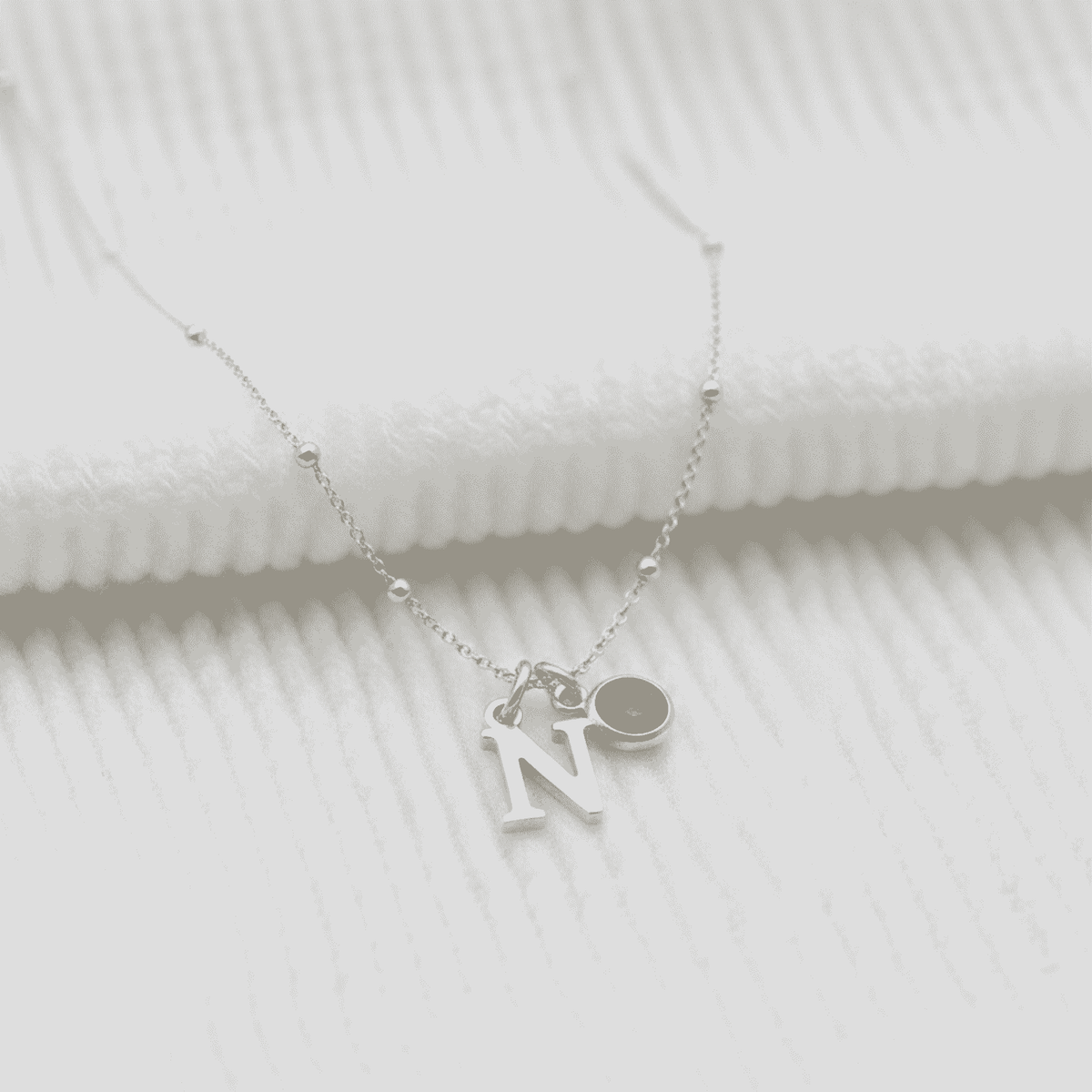 May Birthstone & Initial Charm Necklace