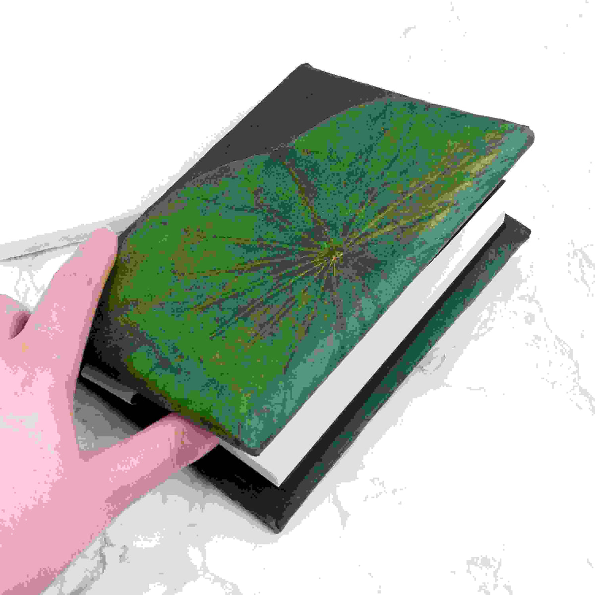 A6 Vegan Leather Lotus Leaf Notebook