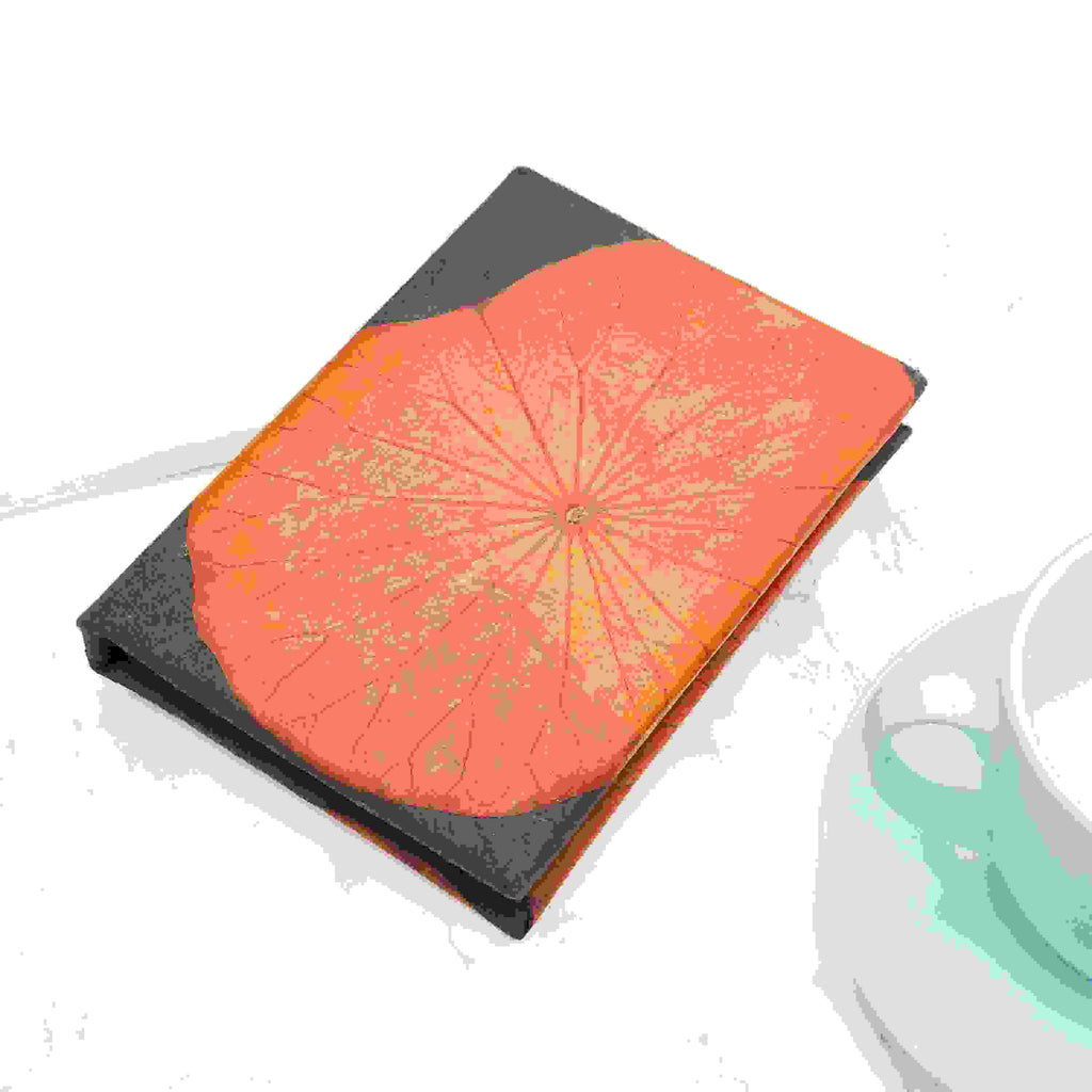 A6 Vegan Leather Lotus Leaf Notebook