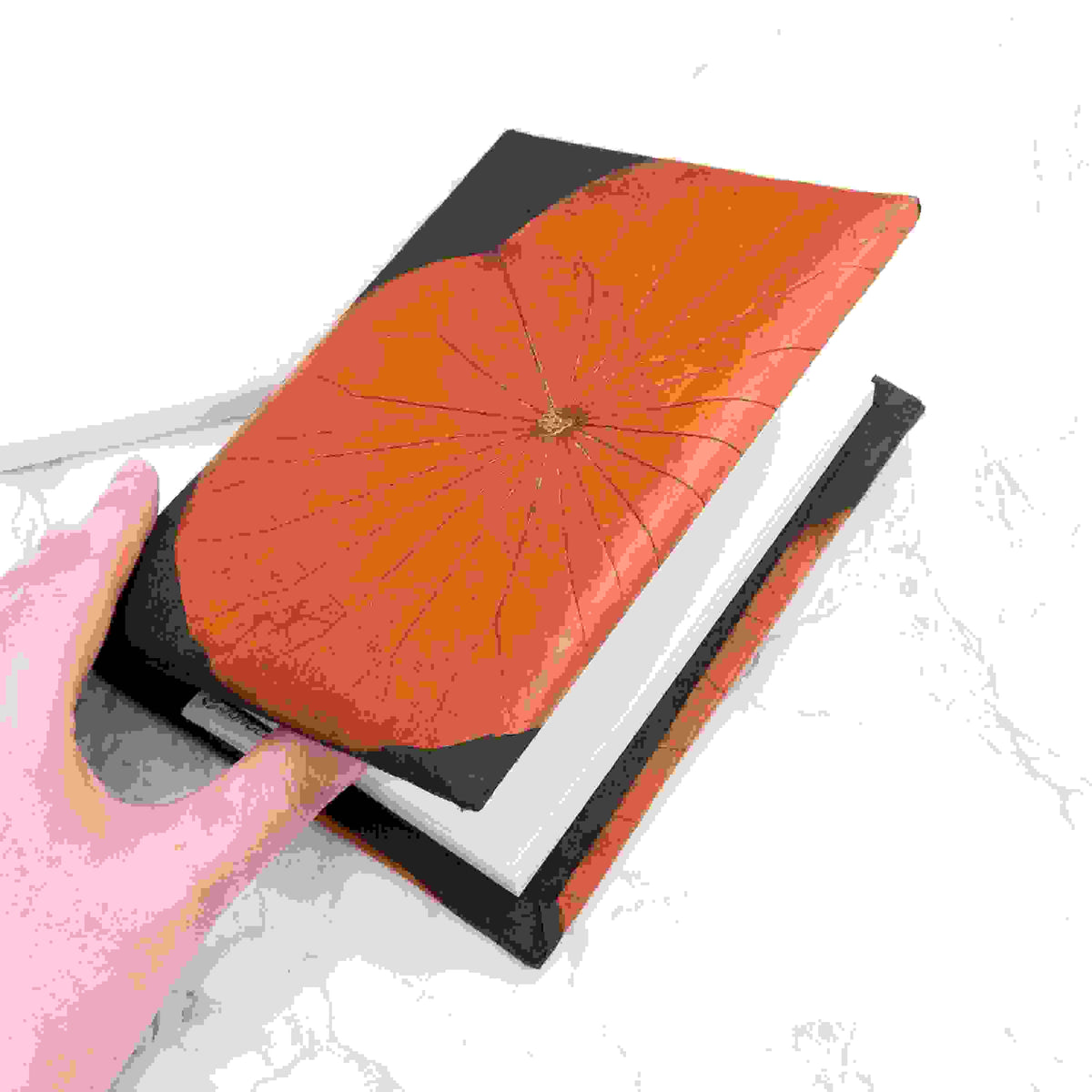 A6 Vegan Leather Lotus Leaf Notebook
