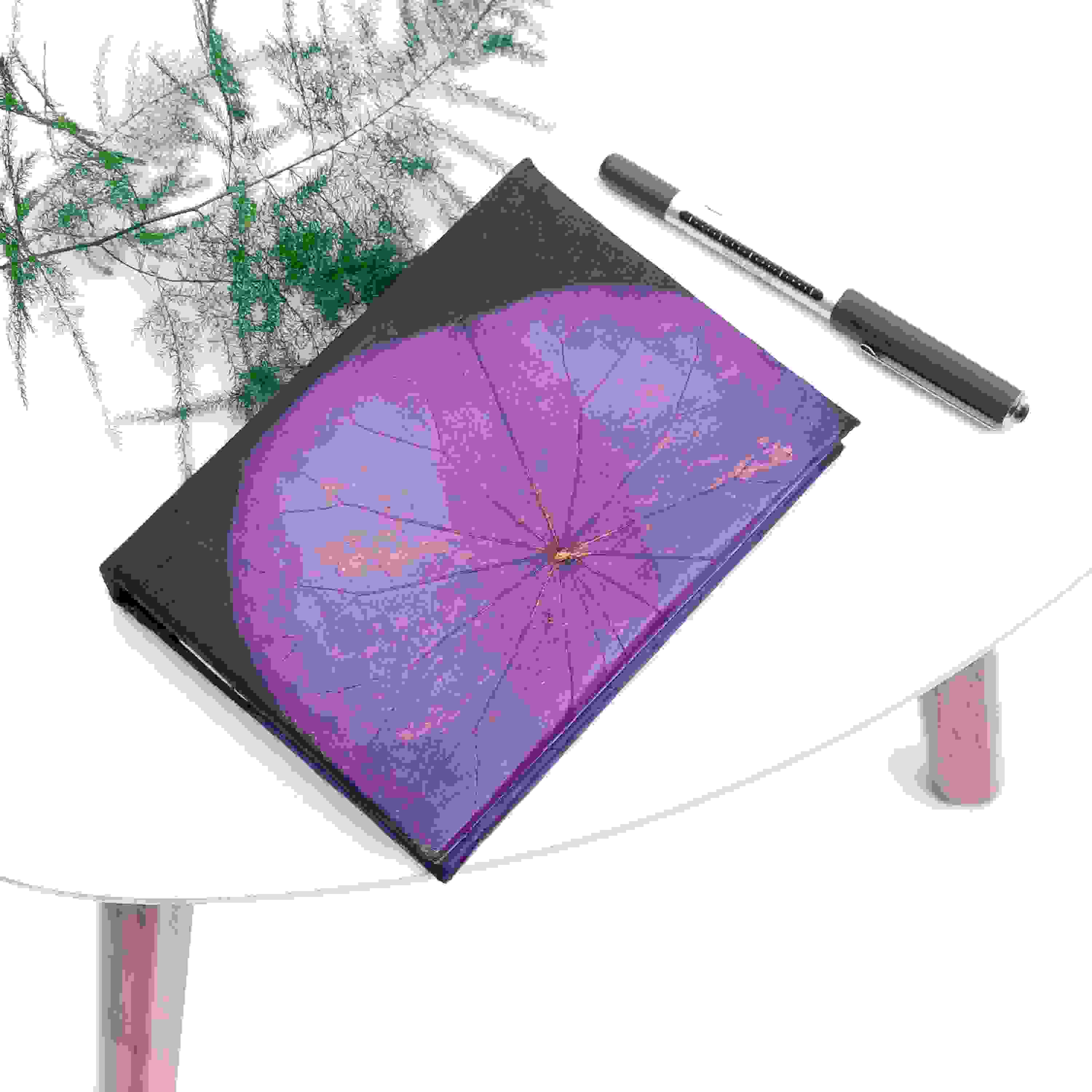 A6 Vegan Leather Lotus Leaf Notebook