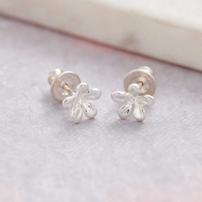 Jasmine Flower Silver Stud Earrings