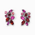 Grandes boucles d'oreilles en argent sterling avec grappe de pierres précieuses rouges