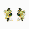 Grandes boucles d'oreilles en grappe de pierres précieuses vertes en vermeil d'or 18 carats