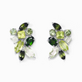 Grandes boucles d'oreilles en grappe de pierres précieuses vertes en argent sterling