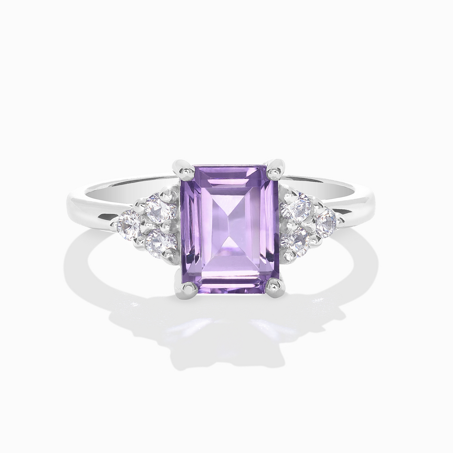 Lavender Amethyst Emerald Cut Ring in Sterling Silver - SJR London Timepiece