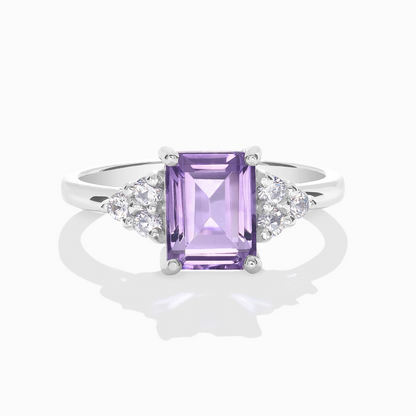 Lavender Amethyst Emerald Cut Ring in Sterling Silver - SJR London Timepiece