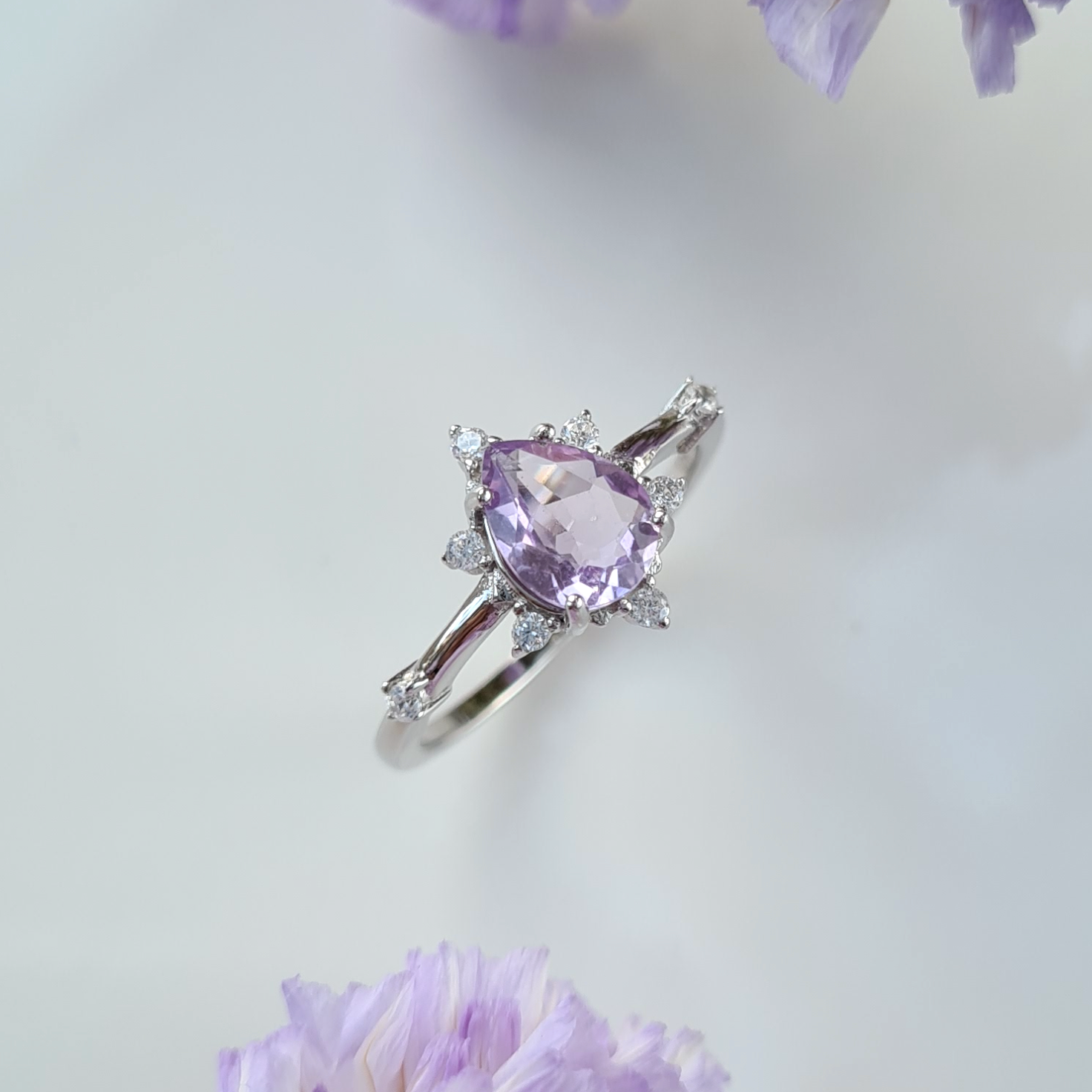 Estelle Lavender Amethyst Ring in Sterling Silver - SJR London Timepiece