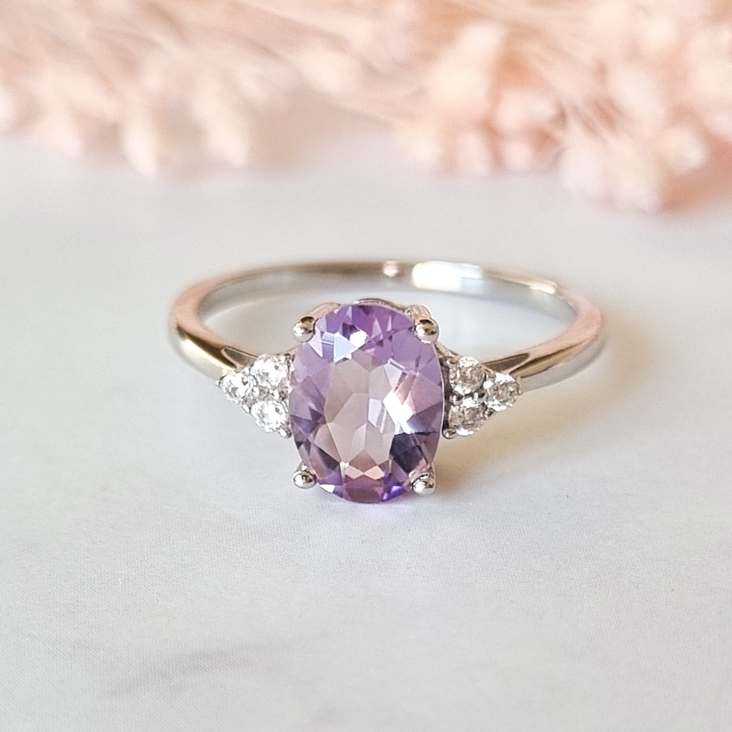 Lavender Amethyst Ring in Sterling Silver - SJR London Timepiece