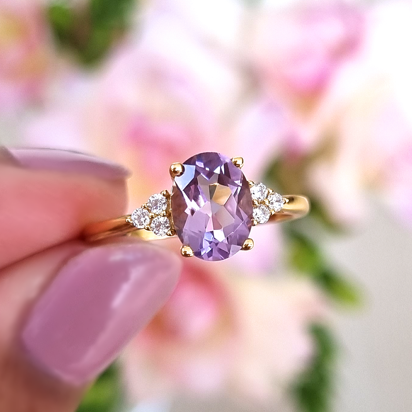 Lavender Amethyst Ring in 18k Gold Vermeil - SJR London Timepiece