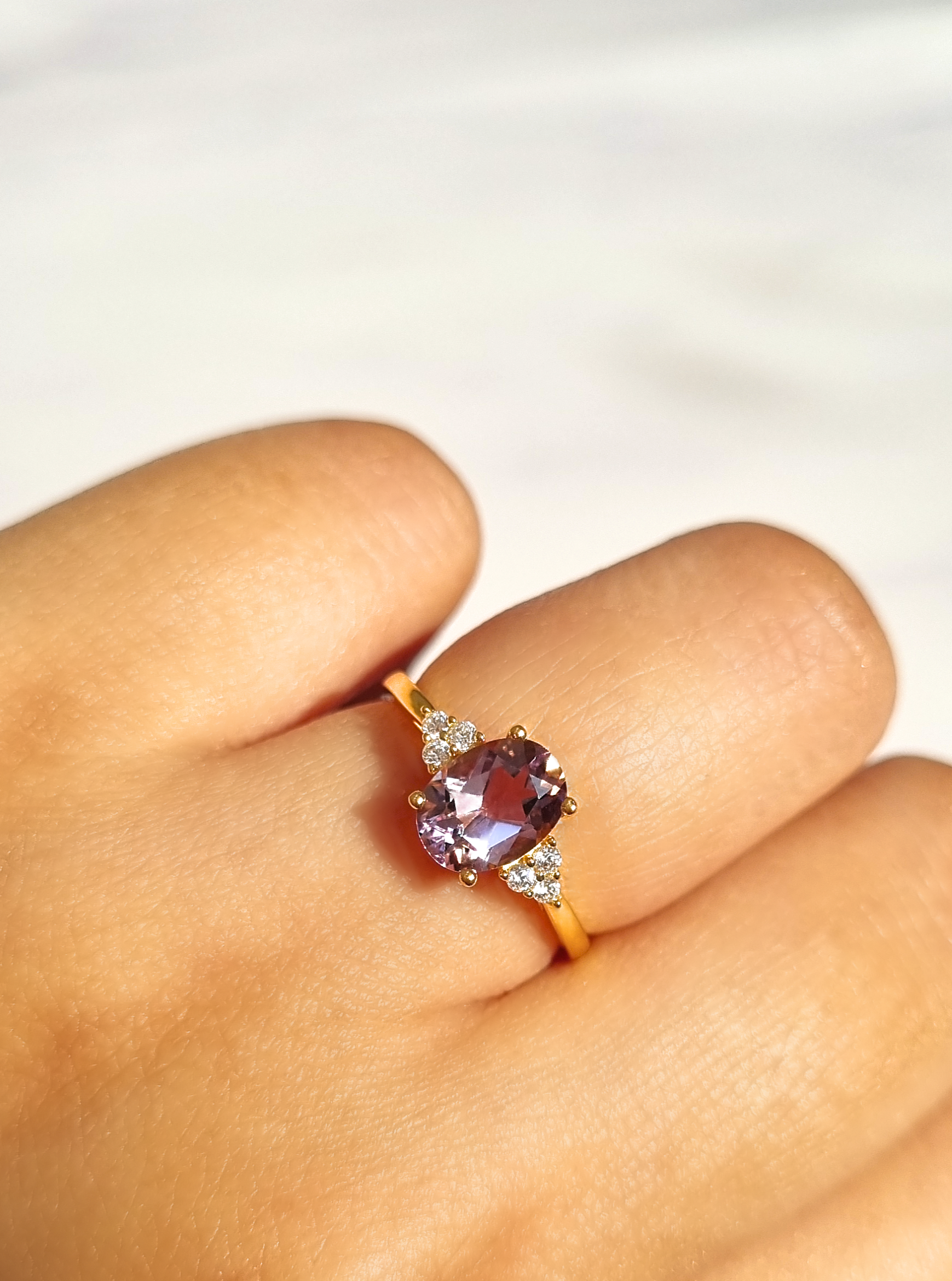 Lavender Amethyst Ring in 18k Gold Vermeil - SJR London Timepiece