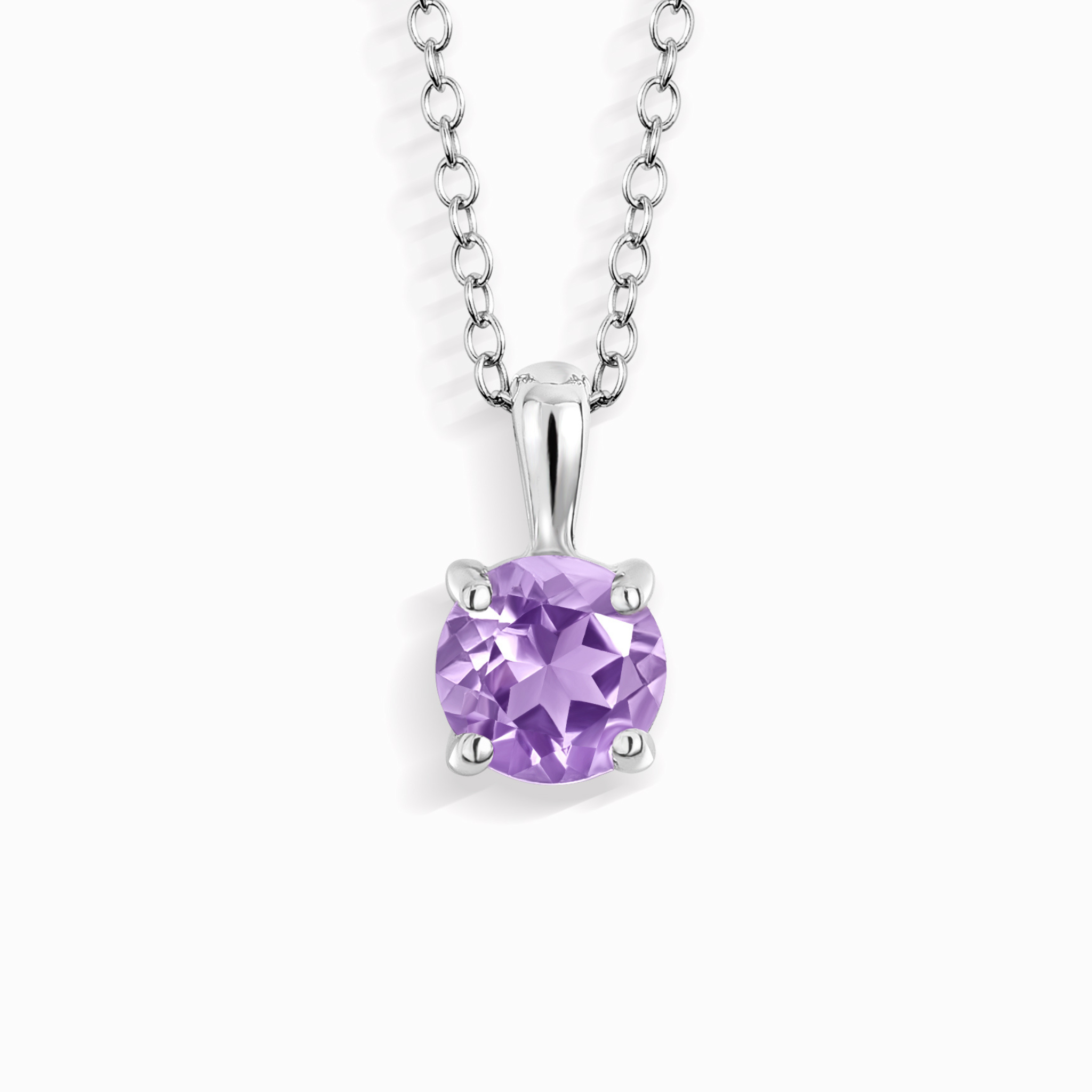 Pendentif solitaire améthyste lavande en argent sterling