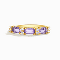 Bague éternité lavande améthyste taille émeraude en vermeil d'or 18 carats