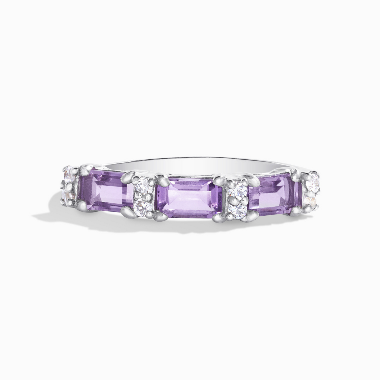 Lavender Amethyst Emerald Cut Eternity Ring in Sterling Silver - SJR London Timepiece