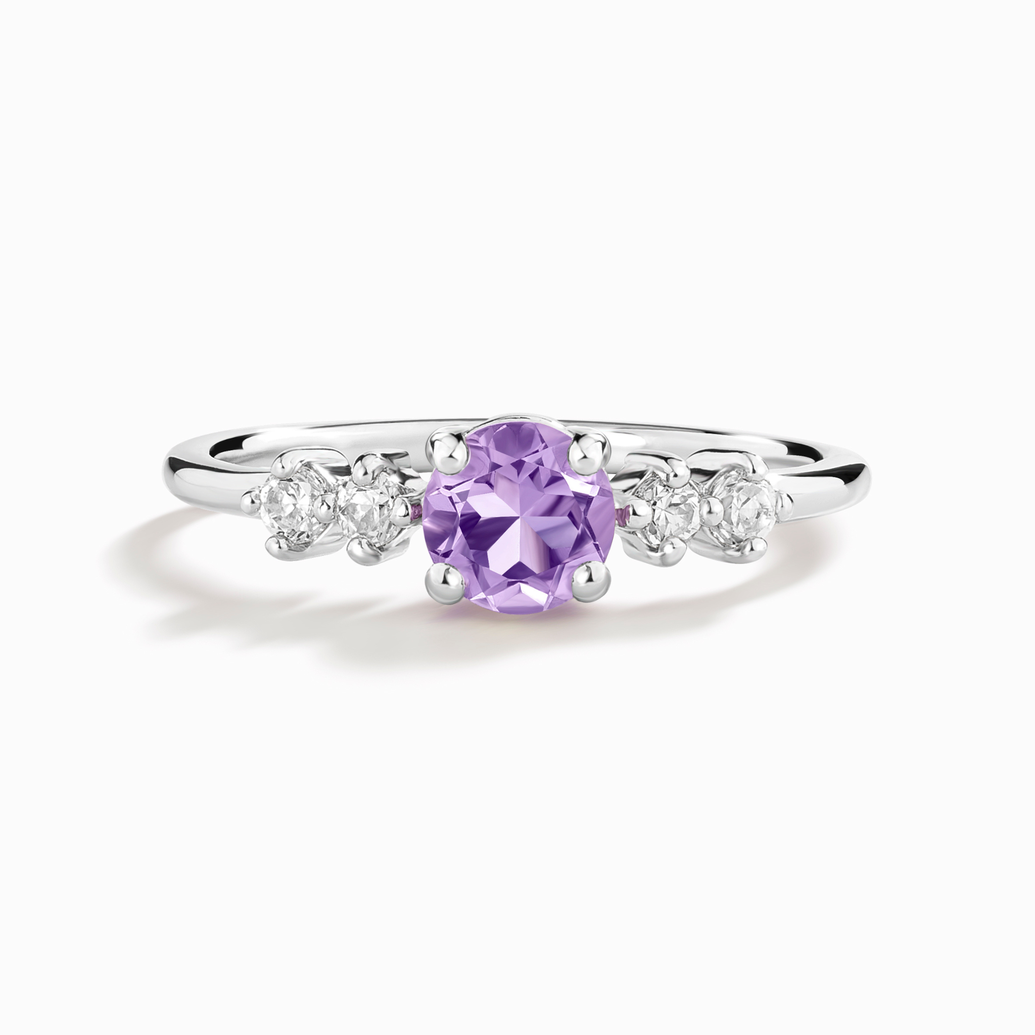 Bague Cinq Pierres en Argent Sterling et Améthyste Lavande