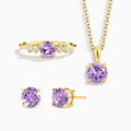 Parure de bijoux quotidienne en améthyste lavande en vermeil d'or 18 carats