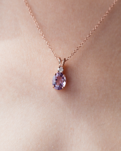 Amethyst Pendant Necklace in 18k Rose Gold Vermeil - SJR London Timepiece